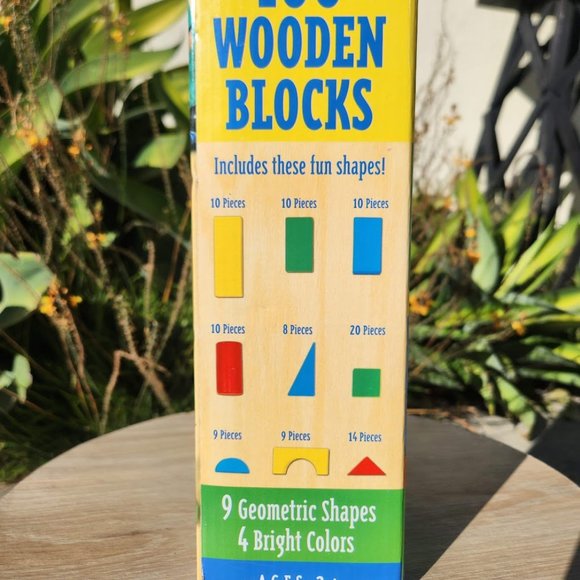 NEW Melissa & Doug Wooden Building Blocks Set 100 Blocks in 4 Colors 9 Shapes - Picture 3 of 8